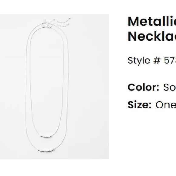 NWT Loft Metallic Beaded Layered Necklace Set Silver Tone - Picture 7 of 7